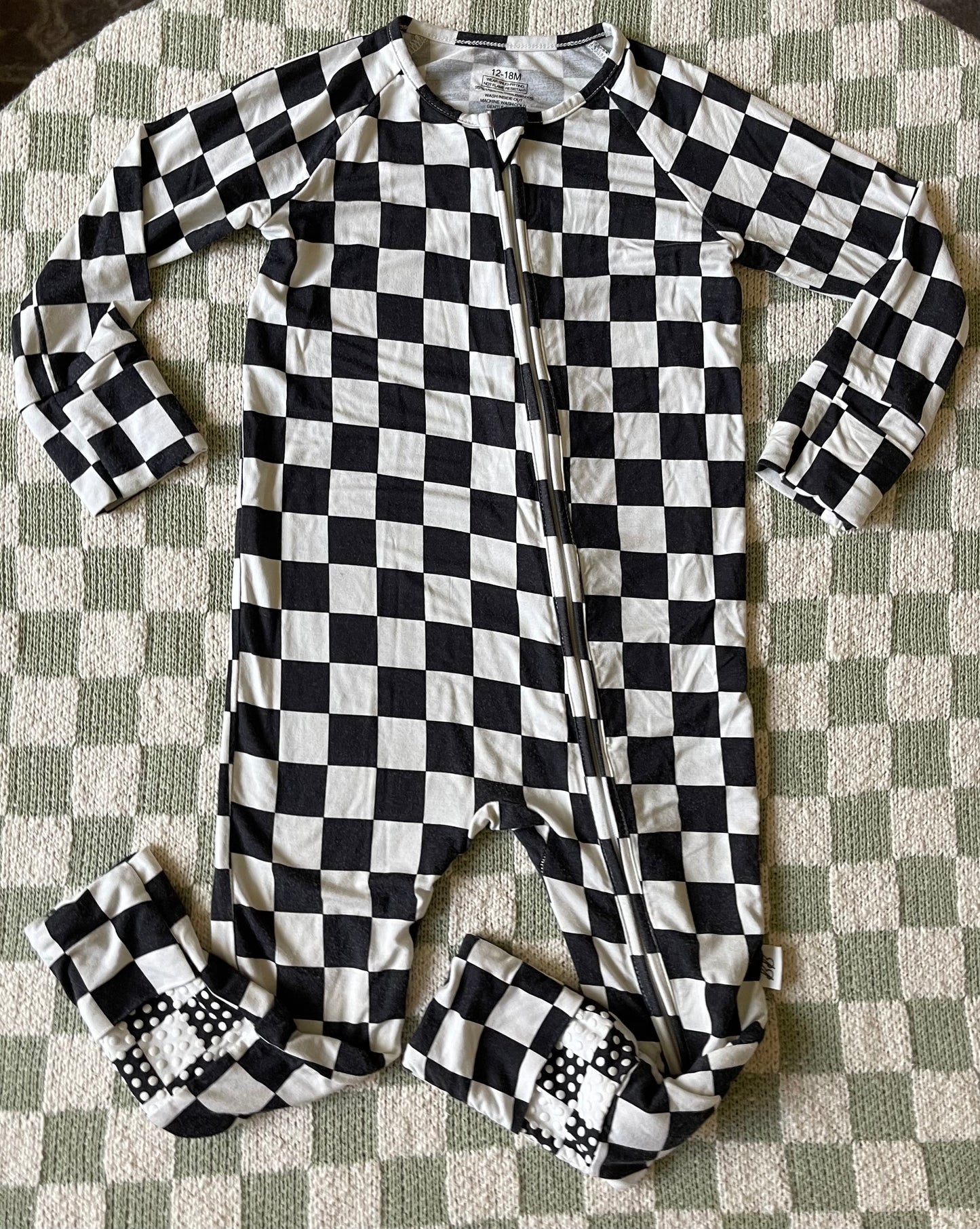 Bamboo Zip Pajamas - Black and White Checkers