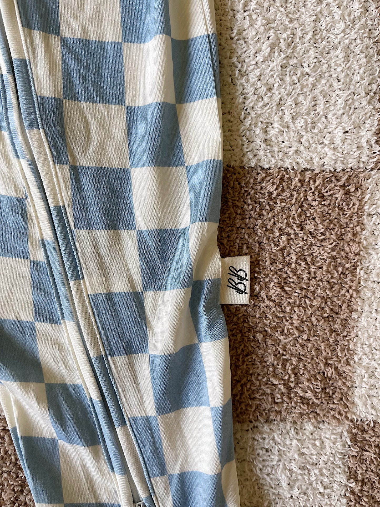 Bamboo Zip Pajamas - Light Blue Checkers