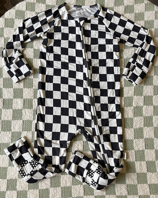 Bamboo Zip Pajamas - Black and White Checkers